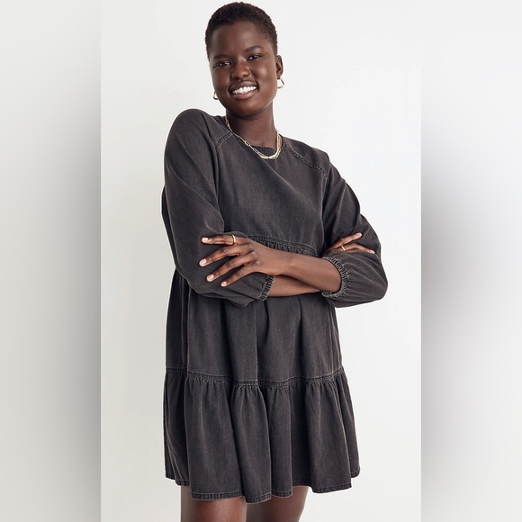 Madewell Denim Raglan-Sleeve Mini Dress in Lunar Wash Size Small NWT - Picture 2 of 8